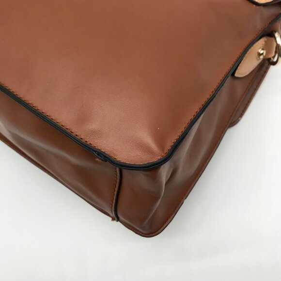 Move & Moda Brown Faux Leather Convertible Work Briefcase Crossbody - Picture 8 of 12